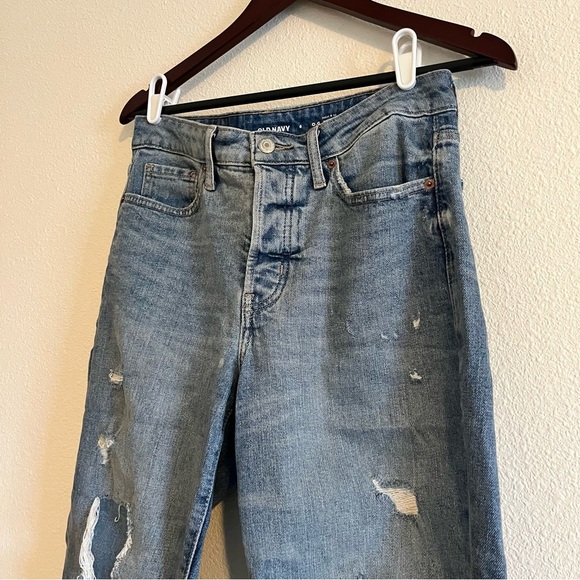 Old Navy Women's High Rise O.G Straight Patchwork Light Wash Jeans Size 6 - Picture 4 of 14
